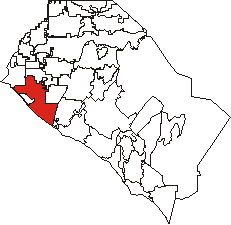 Location of Huntington Beach within Orange County, California.