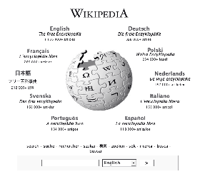 Detail of Wikipedia's multilingual portal. Here, the project's largest language editions are shown.